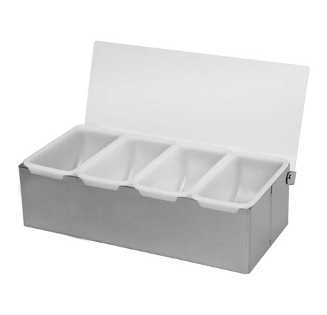 4 compartment stainless steel cutlery box|Thunder Group 4.